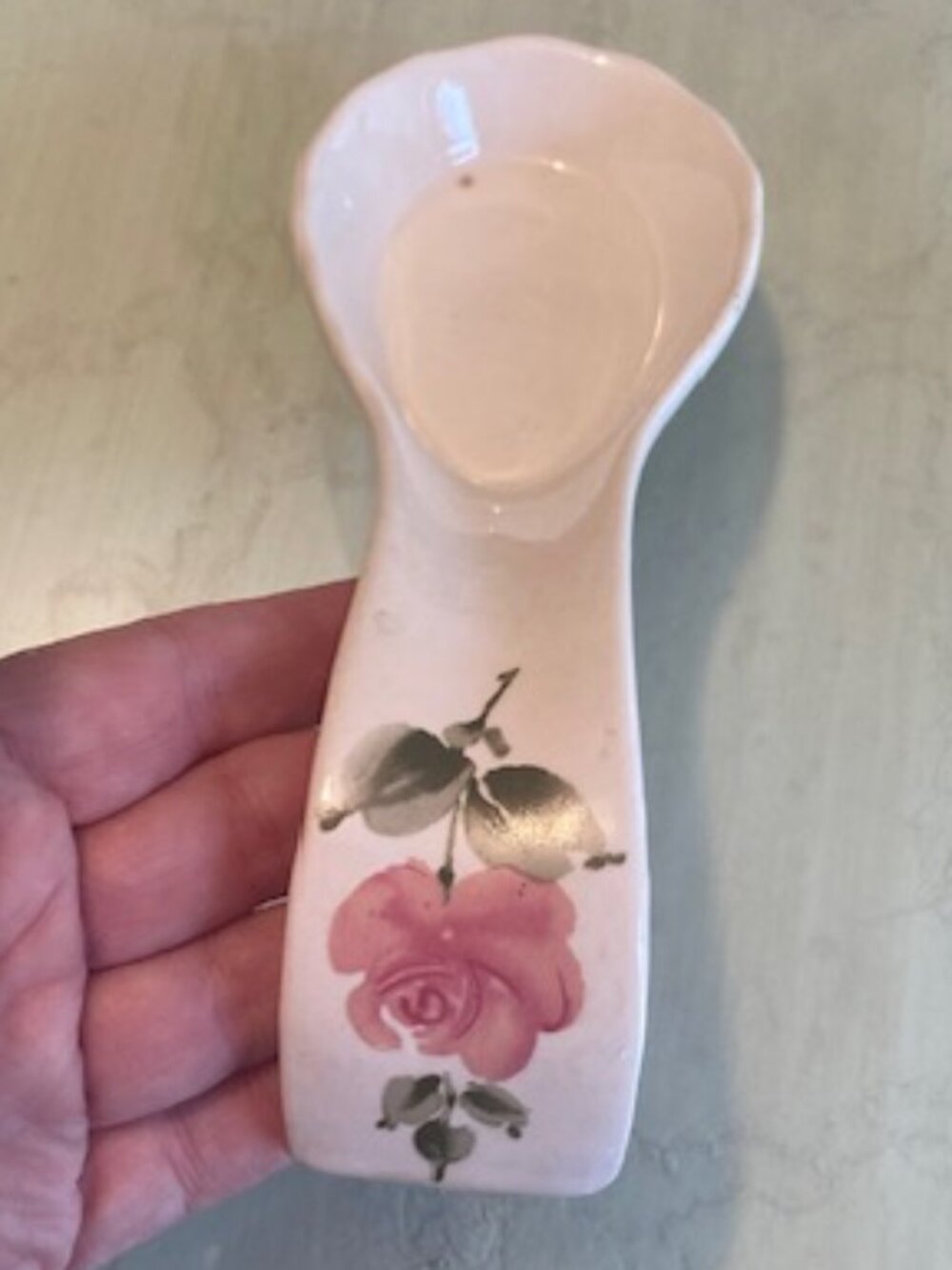 Vintage Gibson Roseland Stoneware Spoon Rest